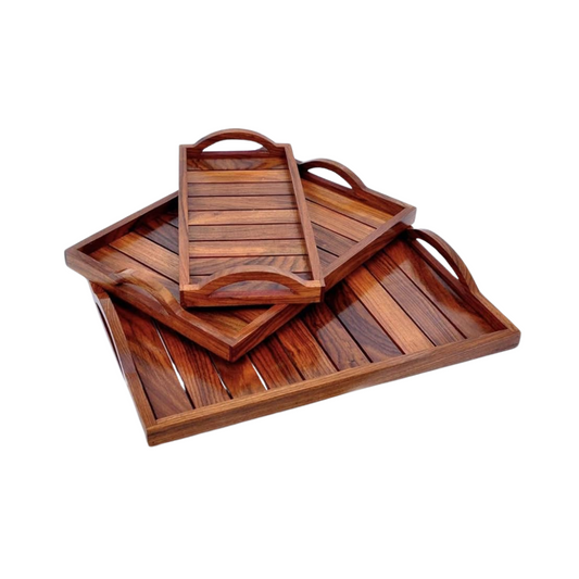 WOODEN SERVING TRAY (Set of 3)