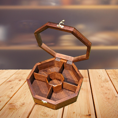 Wooden 5 Portion Box with Glass Lid