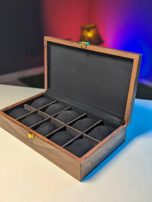 Handmade Wooden Watch Organizer Box - for 10 Watches
