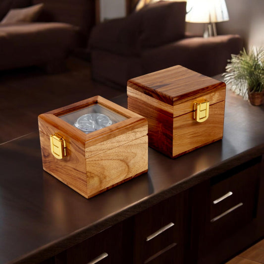 Single Walnut Wooden Watch Box Watch Storage Travel Case Organizer for Men and Women Wristwatch Display Box Holder